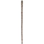 A CAUCASIAN, DAGESTANI RIDING CROP OR SWITCH, 46cm tapering steel bodel with spiral silver damascene