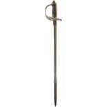 A PAIR OF LIGHT CAVALRY TYPE SWORDS FOR A CHILD, 42.5cm plated blades, lifting, etched with