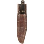 A VIETNAM WAR ERA AMERICAN BOWIE-AXE KNIFE, 22cm blade stamped BOWIE-AXE and NORM, contained in