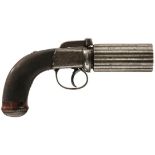 A RARE 120-BORE EIGHT-SHOT PERCUSSION PEPPERBOX REVOLVER BY WITTON DAW & CO, 3.5inch fluted barrels,