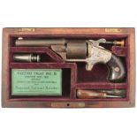 A CASED OBSOLETE CALIBRE MOORE'S PATENT TEATFIRE SIX-SHOT REVOLVER, 3.25inch sighted barrel