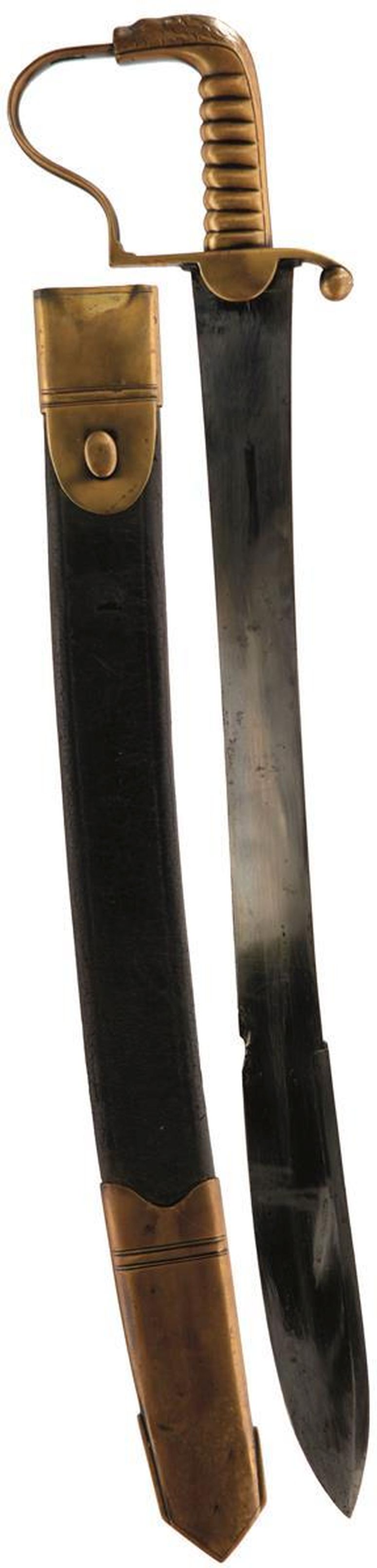 AN 1816 PATTERN RIFLEMAN'S OR PIONEER'S SHORT SWORD OR SIDEARM, 55.5cm curved blade by REEVES,