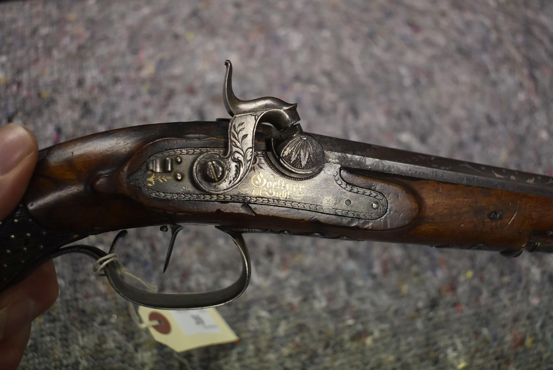 A 40-BORE GERMAN PERCUSSION OFFICER'S PISTOL, 9.25inch sighted octagonal barrel with inlaid silver - Image 11 of 13