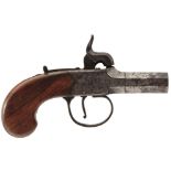 A 50-BORE PERCUSSION BOXLOCK POCKET PISTOL BY REYNOLDS, 1.5inch turn-off barrel, border and scroll