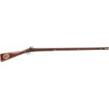 A 14-BORE AMERICAN FLINTLOCK TRADE MUSKET, 40.5inch sighted barrel, stamped PM and LH at the