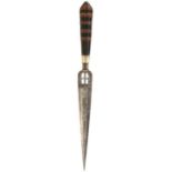 A LATE 18TH OR EARLY 19TH CENTURY SOUTHERN ITALIAN DAGGER OR KNIFE, 18cm flattened diamond section