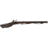 AN 18TH CENTURY 22-BORE GERMAN FLINTLOCK RIFLE, 28.5inch sighted octagonal barrel, plain bevelled