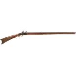 A 120-BORE FLINTLOCK AMERICAN PLAINS RIFLE, 34inch sighted octagonal barrel, fixed rear sight and