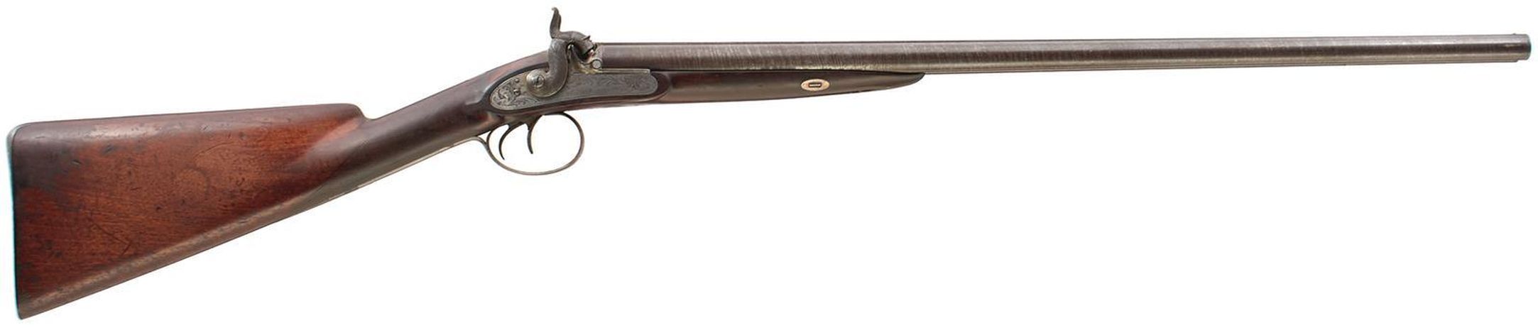 A 16-BORE DOUBLE BARRELLED PERCUSSION LIVE PIGEON GUN BY WESTLEY RICHARDS, 27inch sighted damascus