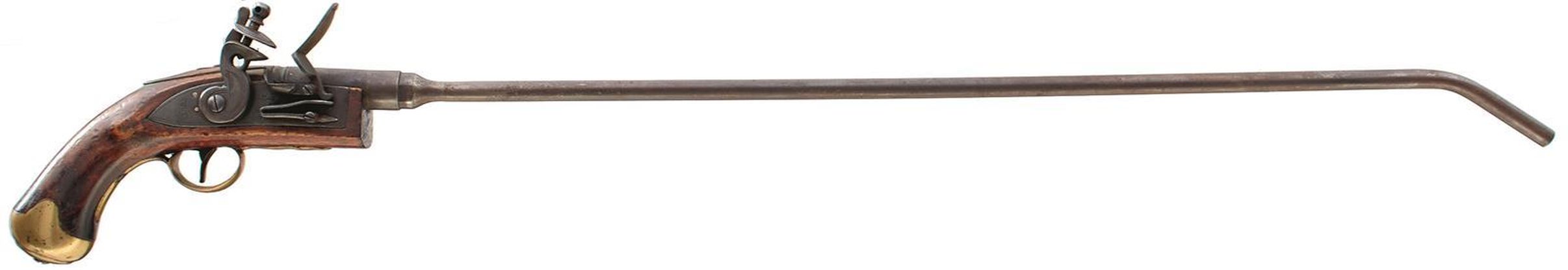 A VICTORIAN FLINTLOCK CANNON IGNITER, principally constructed from a New Land Pattern pistol, 32inch