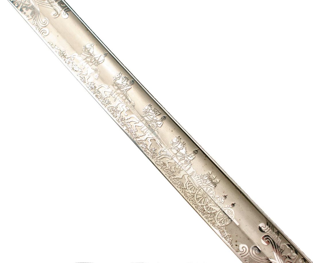 A CLEAN IMPERIAL GERMAN ARTILLERY OFFICER'S SWORD, 84cm clean blade by WKC, etched with scrolling - Image 3 of 11