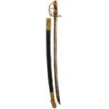 A FRENCH GARDE NATIONALE SWORD, 78.5cm fullered blade, regulation brass hilt with D-shaped knuckle