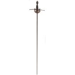 A VICTORIAN ENGLISH STYLE RAPIER, 109.5cm fullered blade, characteristic hilt with pierced inner