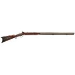 A 50-BORE AMERICAN PERCUSSION PLAINS RIFLE, 36.75inch sighted octagonal heavy barrel inlaid with