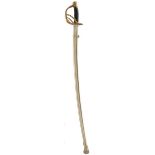 A CONTINENTAL CAVALRY NCO'S SWORD, 82cm double fullered blade by HOLLER, regulation brass four-bar