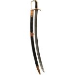 A GEORGIAN VOLUNTEER OFFICER'S SWORD, 81.5cm curved plain blade, copper hilt with D-shaped knuckle