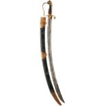 A GEORGIAN OFFICER'S SWORD, 80cm curved blade well etched with scrolling foliage, laurel wreaths,