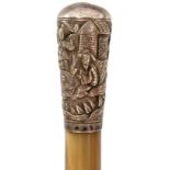 A LATE 19TH CENTURY RHINOCEROS HORN SWAGGER STICK, 83.5cm tapering body, insect damage, the white