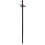 A MID 17TH CENTURY ENGLISH CIVIL WAR PERIOD MORTUARY HILTED BACKSWORD, 89cm fullered blade, half