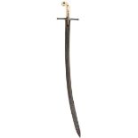 AN EARLY 19TH CENTURY INDIAN ARMY OFFICER'S MAMELUKE, 88cm curved pipe backed blade with spear