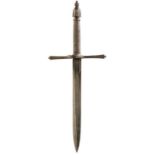 A LATE 19TH OR EARLY 20TH CENTURY COPY OF A LEFT HAND DAGGER, 27.5cm triple fullered blade,