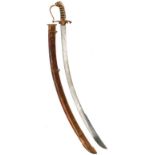 A GEORGIAN OFFICER'S SWORD BY PROSSER, 79.5cm sharply curved blade with clipped back point, the