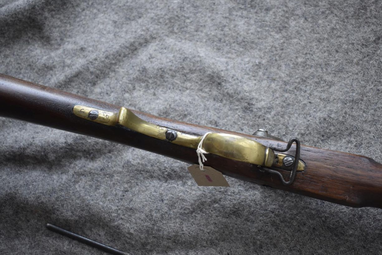 A .700 CALIBRE PERCUSSION INDIAN ARSENAL BRUNSWICK RIFLE, 30.25inch sighted barrel fitted with - Image 9 of 15