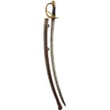 A WATERLOO PERIOD FRENCH CAVALRY TROOPER'S SWORD, 80.5cm sharply curved blade dated 1815 on the back