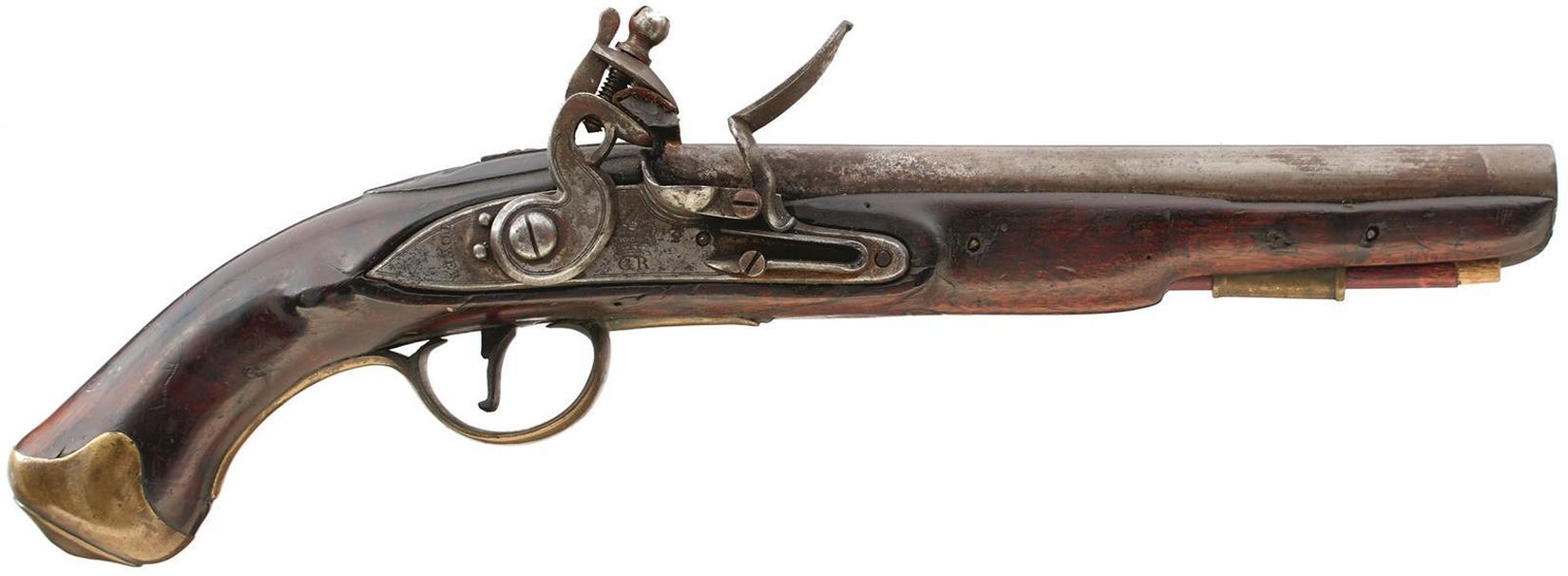 A .650 CALIBRE FLINTLOCK LIGHT DRAGOON SERVICE PISTOL, 9inch barrel, border engraved lock stamped