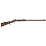 AN AMERICAN .45 CALIBRE PERCUSSION PLAINS RIFLE WITH RICHARD ASHMORE & SON LOCK, 31.5inch sighted