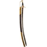 A FRENCH FIRST EMPIRE FLANK OR DRAGOON OFFICER'S SWORD, 78.5cm curved fullered blade with clipped