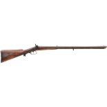 A CONTINENTAL 20-BORE PERCUSSION DOUBLE BARRELLED RIFLE, 30inch sighted re-browned damascus