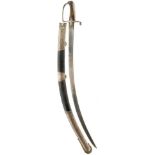 AN EASTERN EUROPEAN WHITE METAL MOUNTED SABRE (HUNGARIAN OR POSSIBLY RUSSIAN), 74cm sharply curved