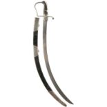 A GEORGIAN SABRE, 69cm sharply curved blade, regulation steel stirrup hilt, wire bound ribbed