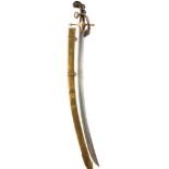 A GEORGIAN OFFICER'S MAMELUKE, 75cm curved blade with traces of etched decoration to include GR