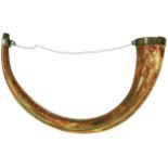 A LARGE RARE LIGHT INFANTRY HORN, the copper rim stamped S*C 1777, plain body tapering to the