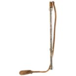 A VERY FINE LATE 19TH CENTURY SILVER NIELLO CAUCASIAN RIDING CROP, 38.5cm haft profusely decorated