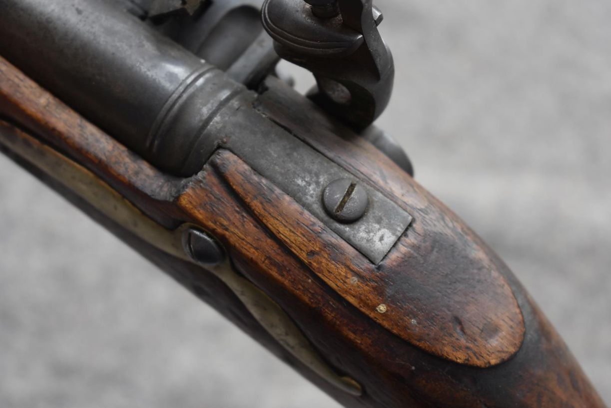 A VICTORIAN FLINTLOCK CANNON IGNITER, principally constructed from a New Land Pattern pistol, 32inch - Image 9 of 11