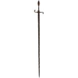 A 17TH CENTURY ENGLISH RAPIER IN EXCAVATED CONDITION, 85cm flattened diamond section blade, re-