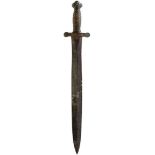 A FRENCH MODEL 1816 FOOT ARTILLERY SIDEARM, 48.5cm Gladius form blade, regultaion cast brass hilt