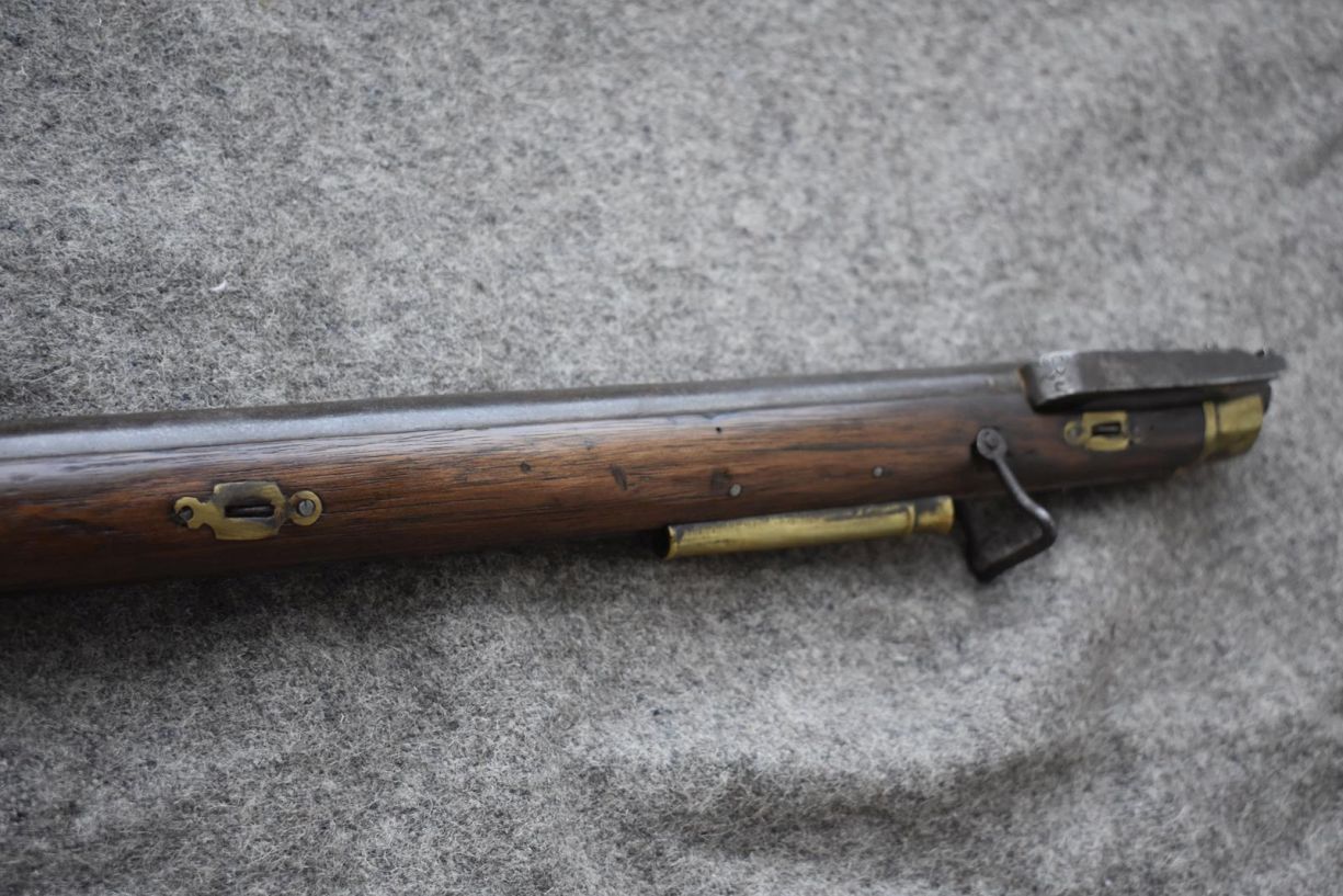 A .700 CALIBRE PERCUSSION INDIAN ARSENAL BRUNSWICK RIFLE, 30.25inch sighted barrel fitted with - Image 6 of 15
