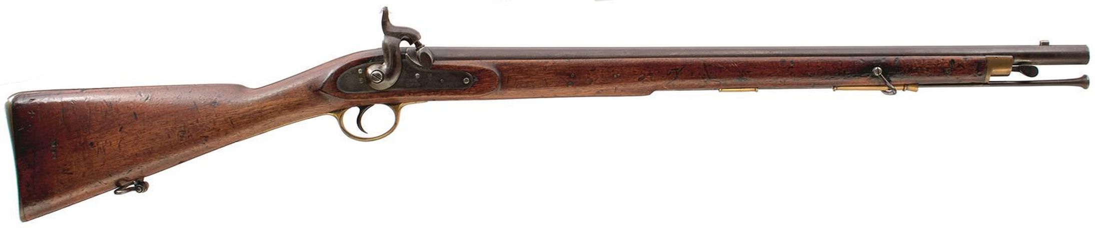 A .650 CALIBRE PATTERN 42 PERCUSSION CONSTABULARY CARBINE 26.5inch barrel, fitted beneath with a