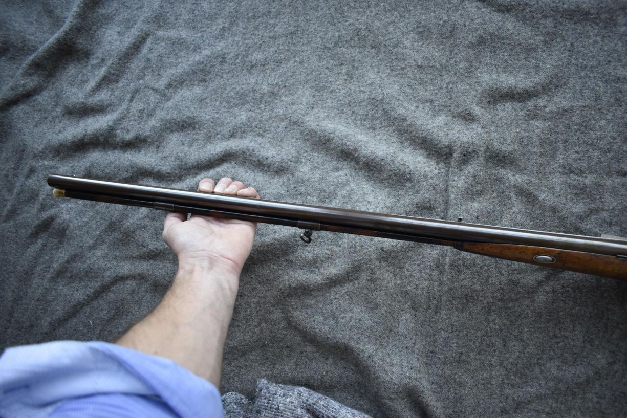 A CONTINENTAL 20-BORE PERCUSSION DOUBLE BARRELLED RIFLE, 30inch sighted re-browned damascus - Image 18 of 18