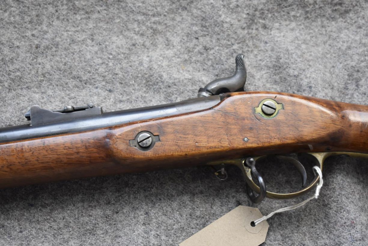 A .577 CALIBRE ENFIELD PERCUSSION VOLUNTEER THREE-BAND RIFLE, 38.5inch sighted barrel with three - Image 14 of 18