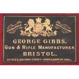 A GEORGE GIBBS MATCH RIFLE CASE, 48inches over all, the canvas covered oak body with red felt