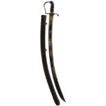 A 1796 PATTERN LIGHT CAVALRY OFFICER'S SWORD, 83.5cm curved blade decorated with scrolling