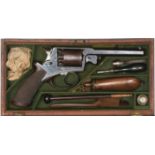 A CASED 54-BORE BEAUMONT ADAMS FIVE-SHOT PERCUSSION REVOLVER BY COOPER & GOODMAN, 5.5inch sighted