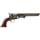 A .36 CALIBRE SIX-SHOT PERCUSSION COLT NAVY REVOLVER, 7.5inch sighted octagonal barrel with New York