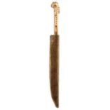 A 19TH CENTURY BALKAN DAGGER, 19.5cm blade struck with a mark, two-piece riveted bone grips set with