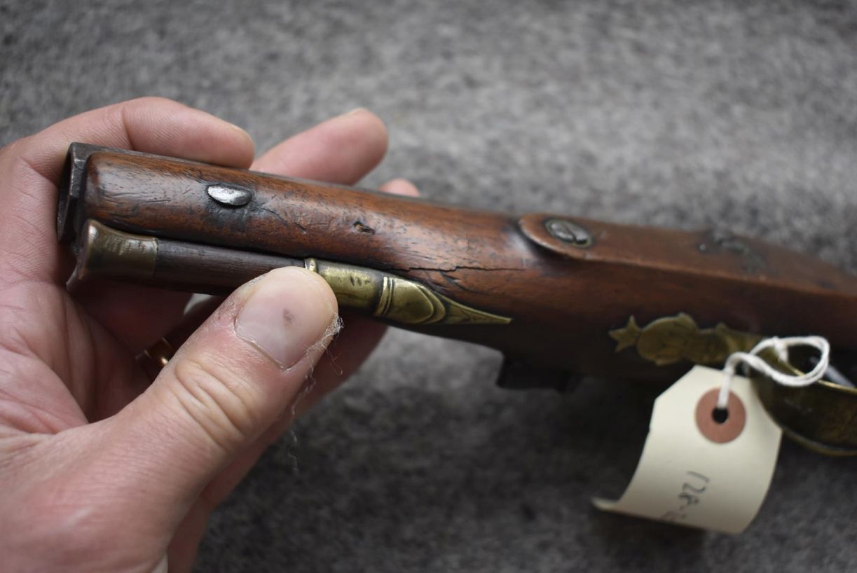 A 16-BORE FLINTLOCK TRAVELLING PISTOL BY WOOLLEY & CO., 6inch sighted octagonal barrel, border - Image 10 of 10